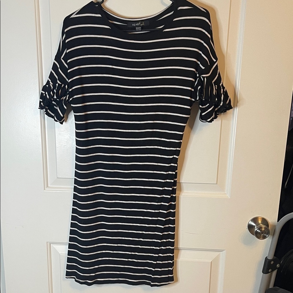 Black and White Striped Dress, Medium, Stretchy Material